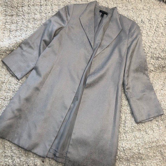 EILEEN Fisher Silver Silk Long Lightweight Open Jacket Cardigan small - Picture 6 of 6